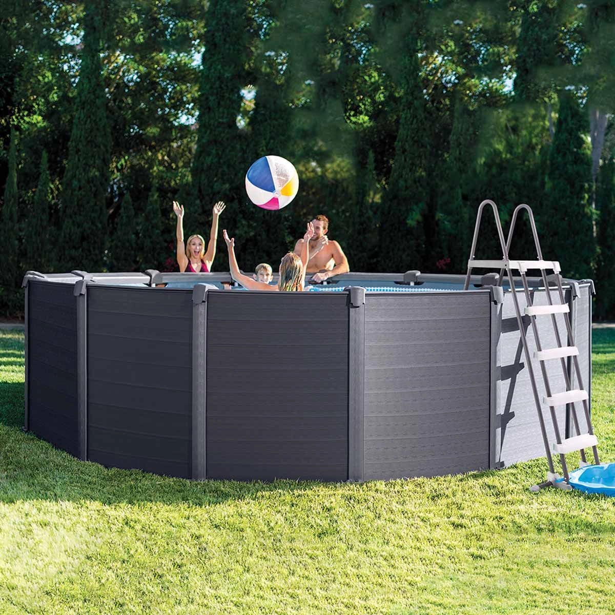 Piscine Hors-sol Graphite Ø4,78 X 1,24 M Intex 2 Piscine Hors-sol Graphite Ø4,78 X 1,24 M Intex – Image 2